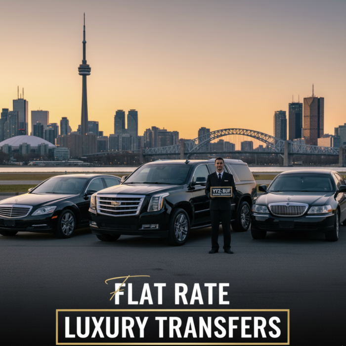 Toronto-Buffalo-Limo-SUV-Sedan-Transfers Luxury SUV and sedan fleet for Toronto to Buffalo Airport limo service (YYZ-BUF). Flat rate cross-border transfer.